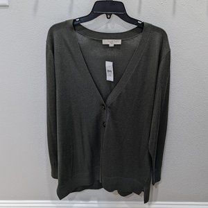 NWT LOFT Plus dark green cardigan sweater